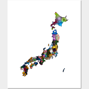 Spirograph Patterned Japan Regions Map Posters and Art